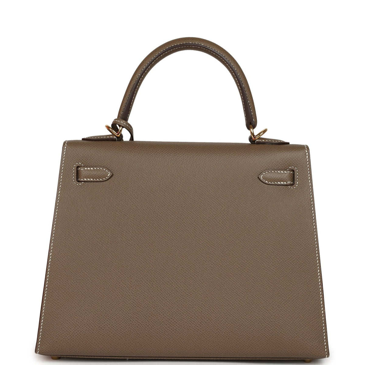 Pre-owned Hermes Kelly Sellier 25 Etoupe Epsom Gold Hardware