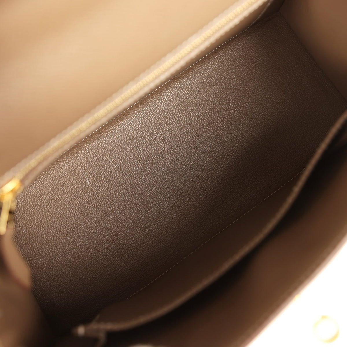 Pre-owned Hermes Kelly Sellier 25 Etoupe Epsom Gold Hardware