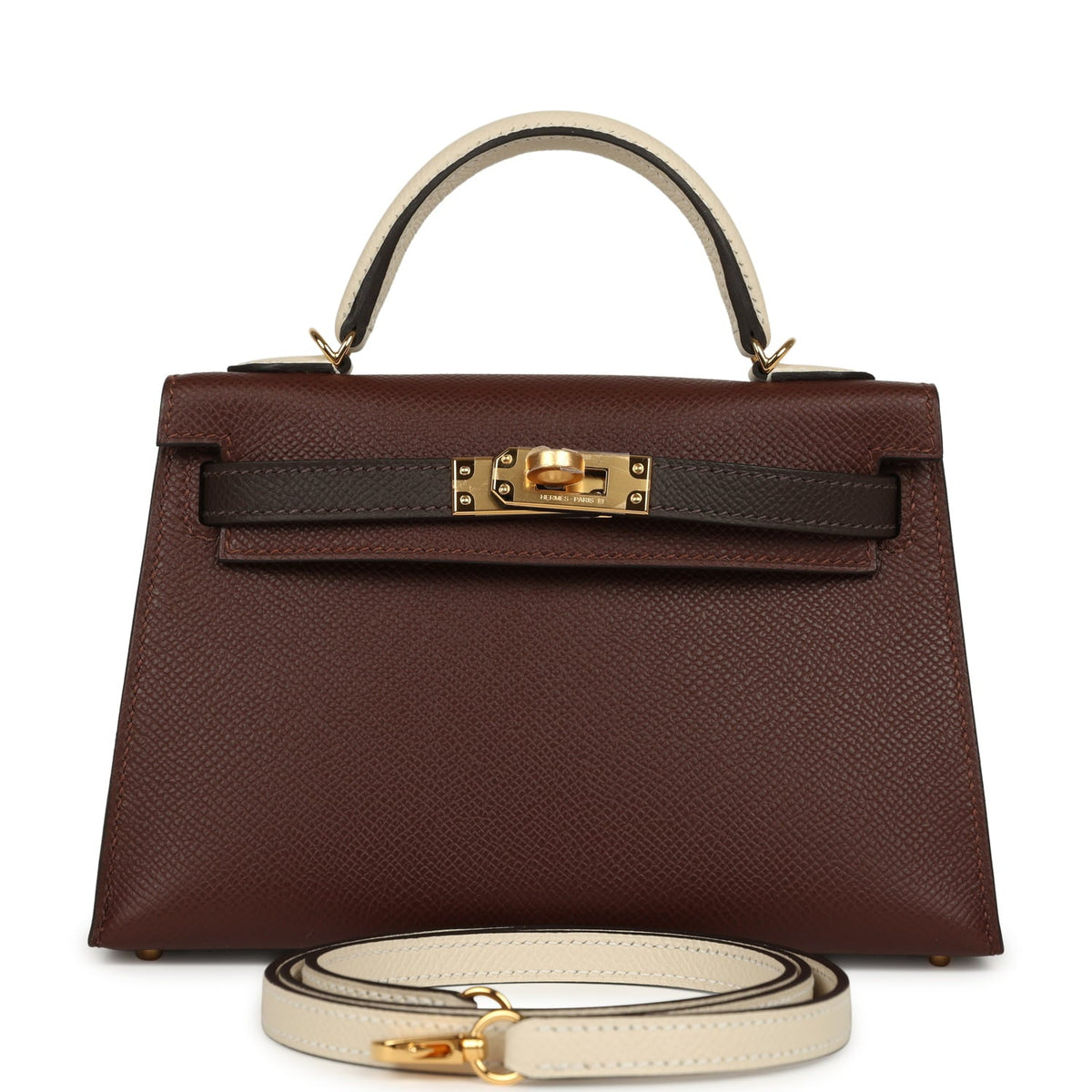 Hermes Kelly Sellier 20 Tri-color Terre, Ebene, Craie Epsom Gold Hardware