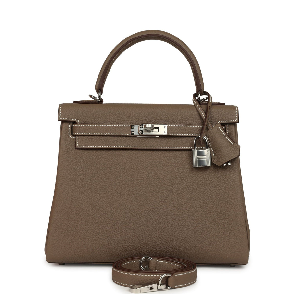 Hermes Kelly Retourne 25 Etoupe Togo Palladium Hardware