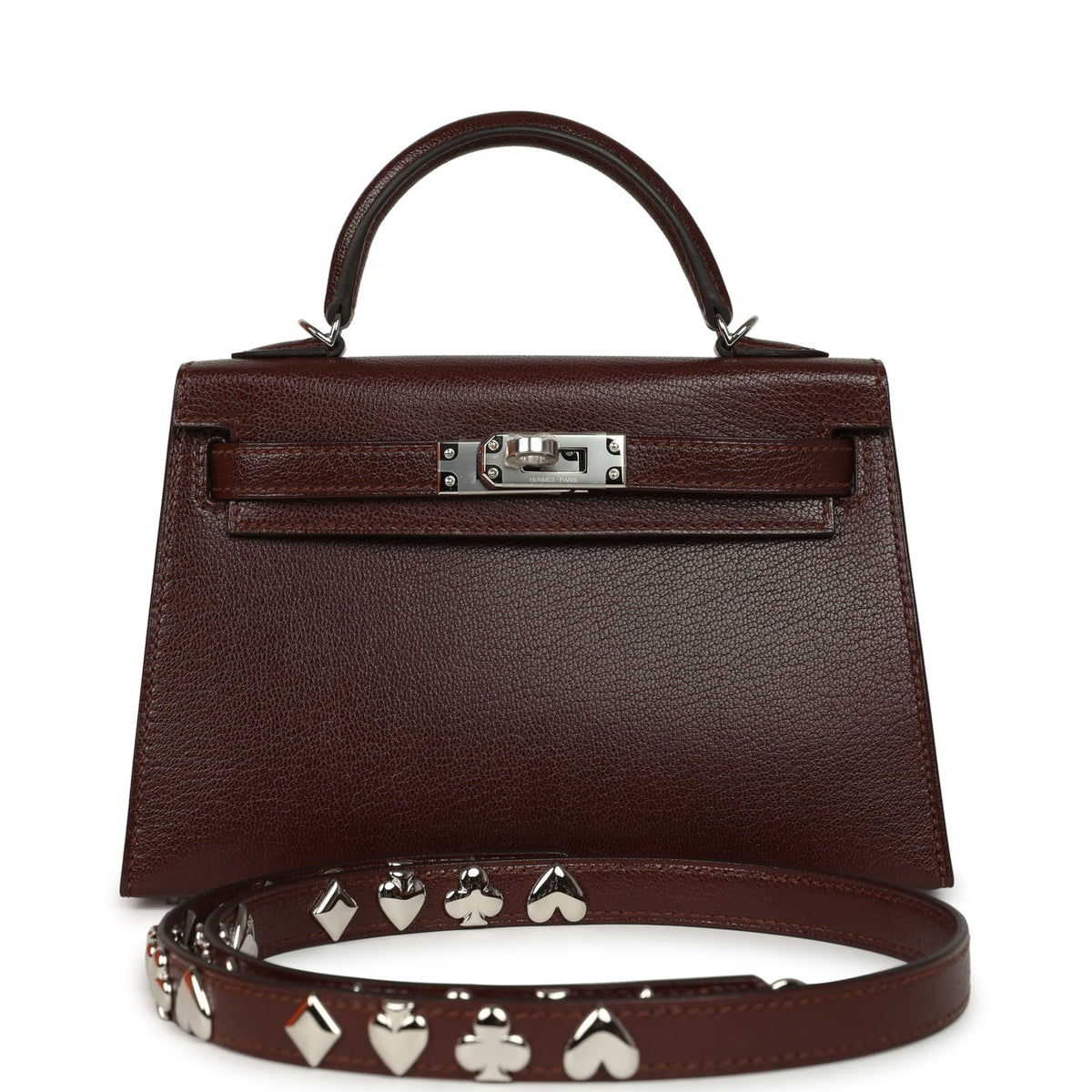 Hermes "Clou De Coeur" Kelly Sellier 20 Terre Chevre Chamkila Palladium Hardware