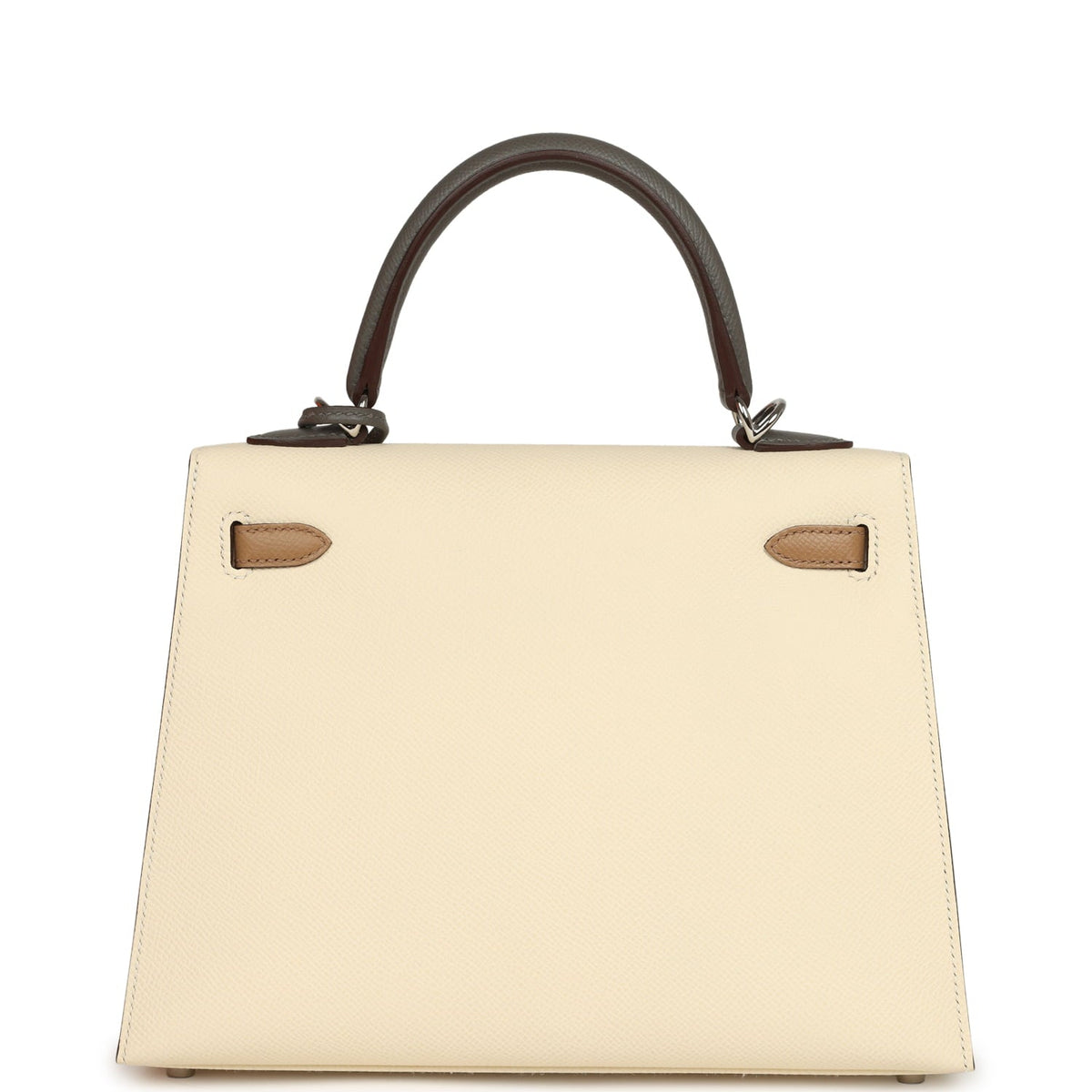 Hermes Kelly Sellier 25 Tri-Color Nata, Chai, Gris Meyer Epsom Palladium Hardware