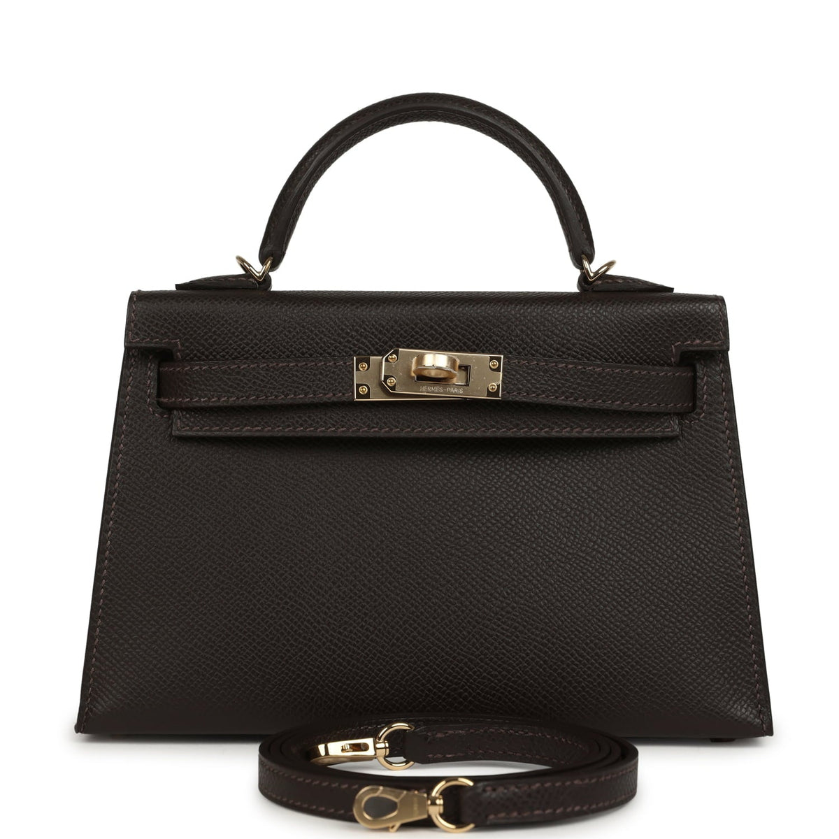 Hermes Kelly Sellier 20 Bai Brun Epsom Permabrass Hardware