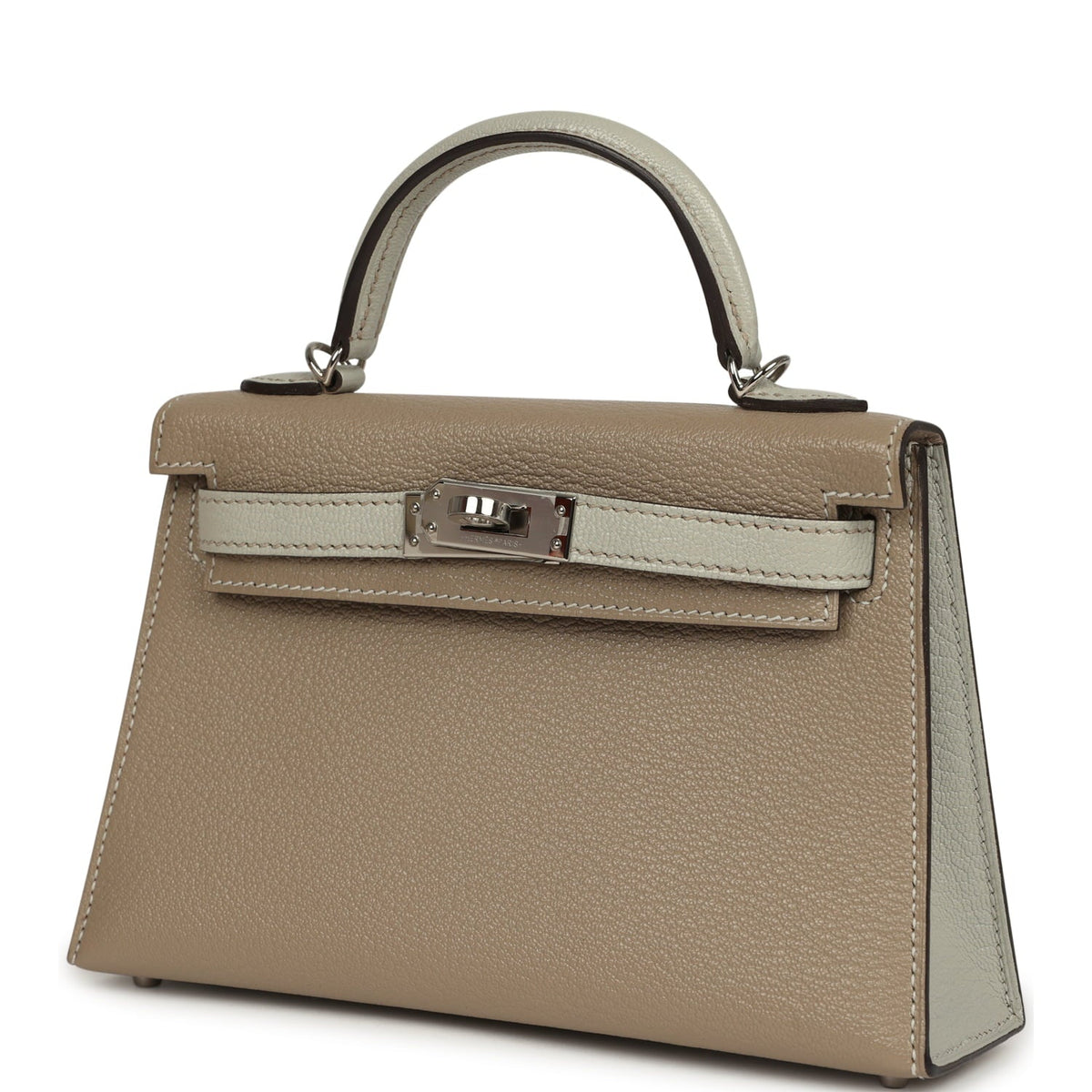 Hermes Special Order (HSS) Kelly Sellier 20 Gris Tourterelle, Gris Perle Chevre Mysore Palladium Hardware