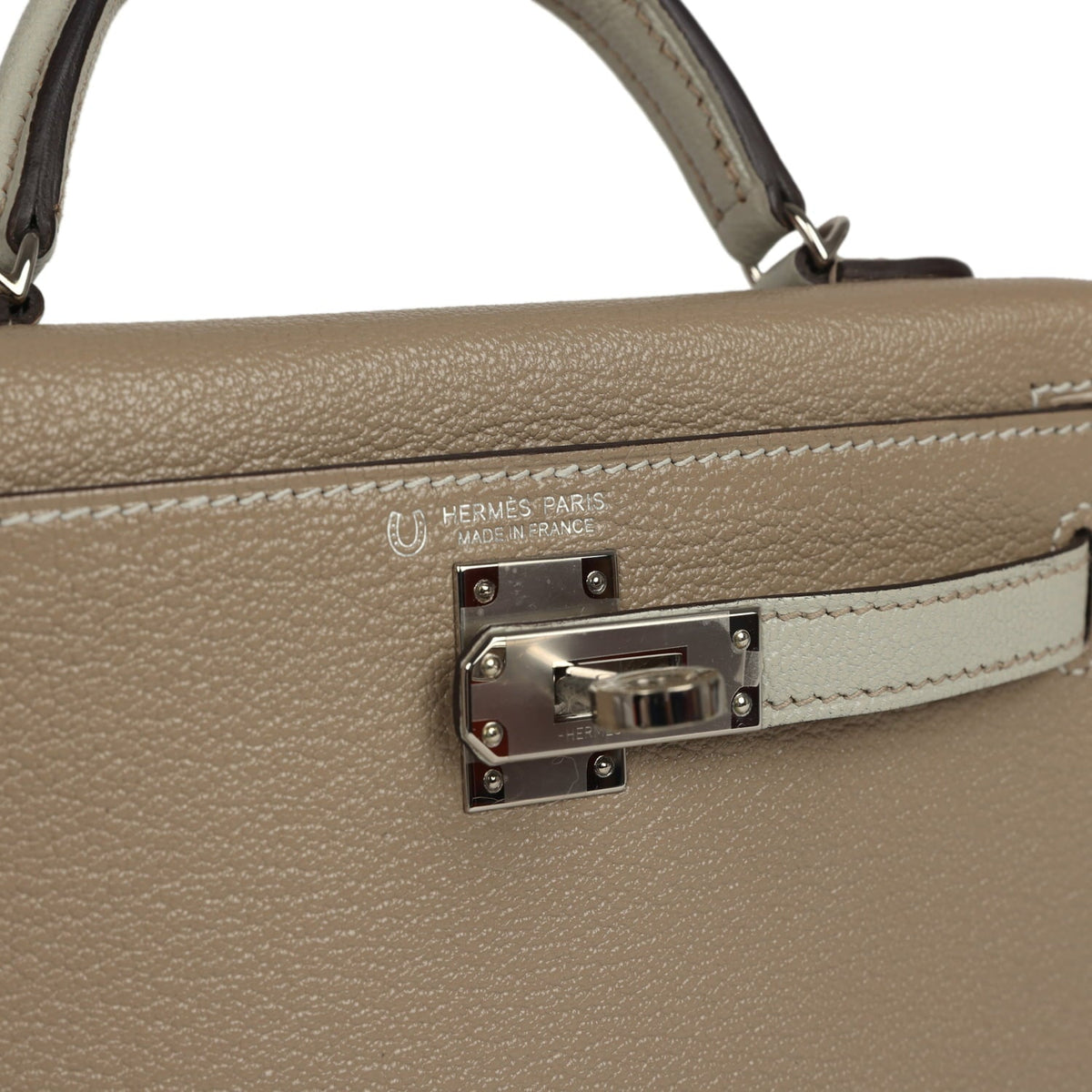 Hermes Special Order (HSS) Kelly Sellier 20 Gris Tourterelle, Gris Perle Chevre Mysore Palladium Hardware