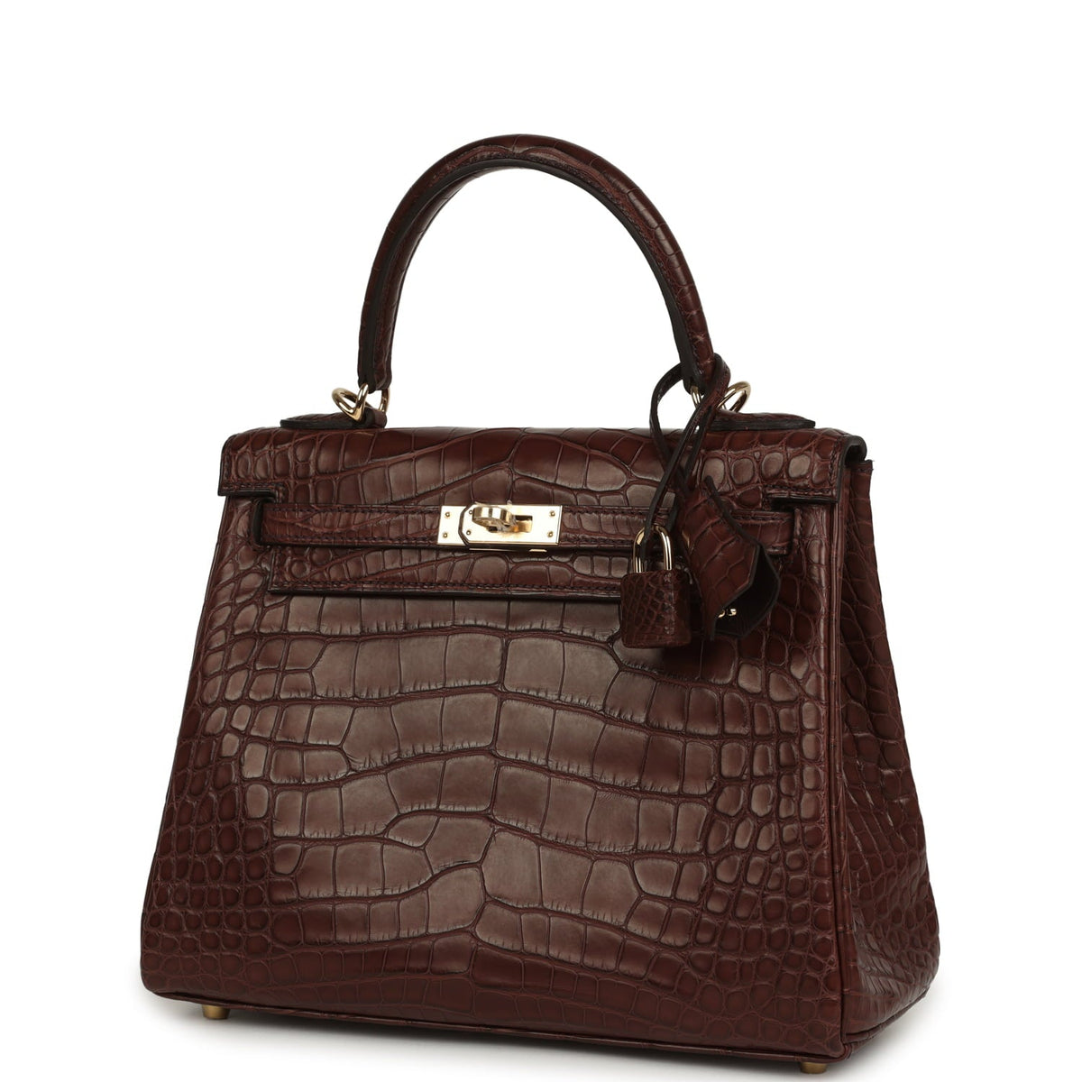 Hermes Kelly Retourne 25 Havane Matte Alligator Permabrass Hardware
