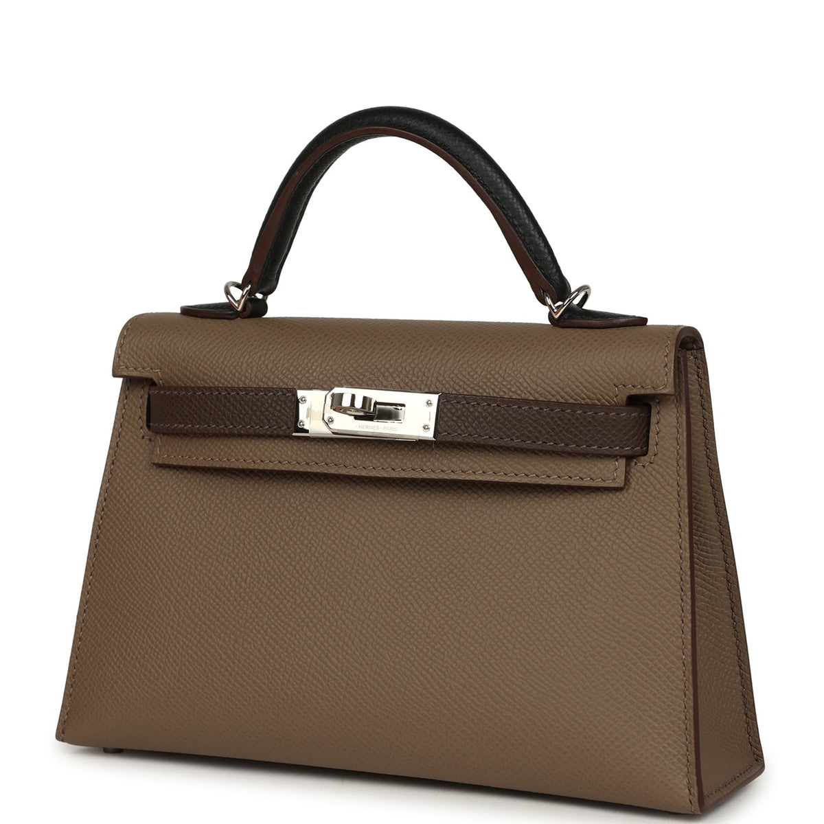 Pre-owned Hermes Kelly Sellier 20 Tri-color Etoupe, Ecorce, Black Epsom Palladium Hardware