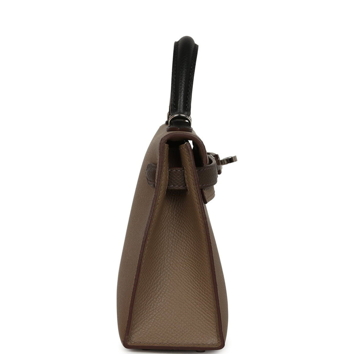 Pre-owned Hermes Kelly Sellier 20 Tri-color Etoupe, Ecorce, Black Epsom Palladium Hardware