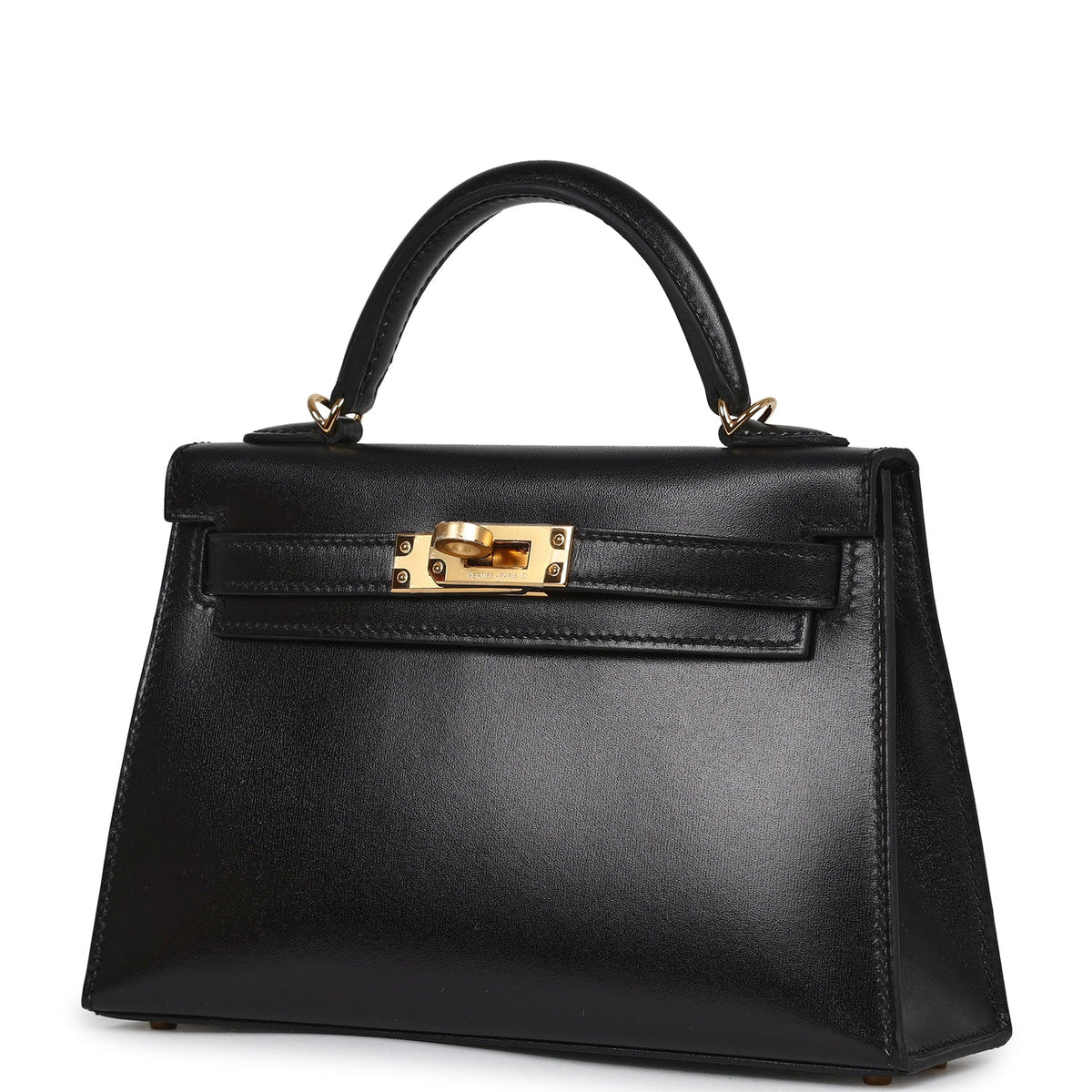 Hermes Kelly Sellier 20 Black Box Gold Hardware