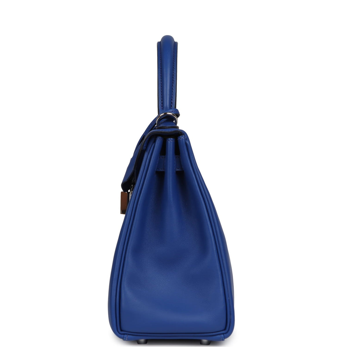 Pre-owned Hermes Kelly Retourne 25 Bleu Royal Swift Palladium Hardware