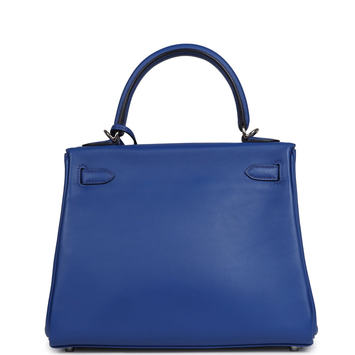 Pre-owned Hermes Kelly Retourne 25 Bleu Royal Swift Palladium Hardware