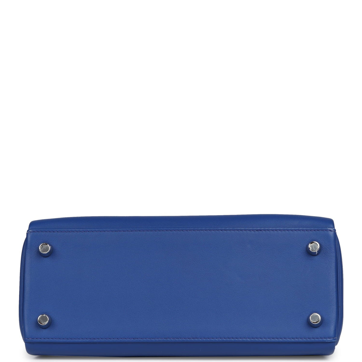 Pre-owned Hermes Kelly Retourne 25 Bleu Royal Swift Palladium Hardware