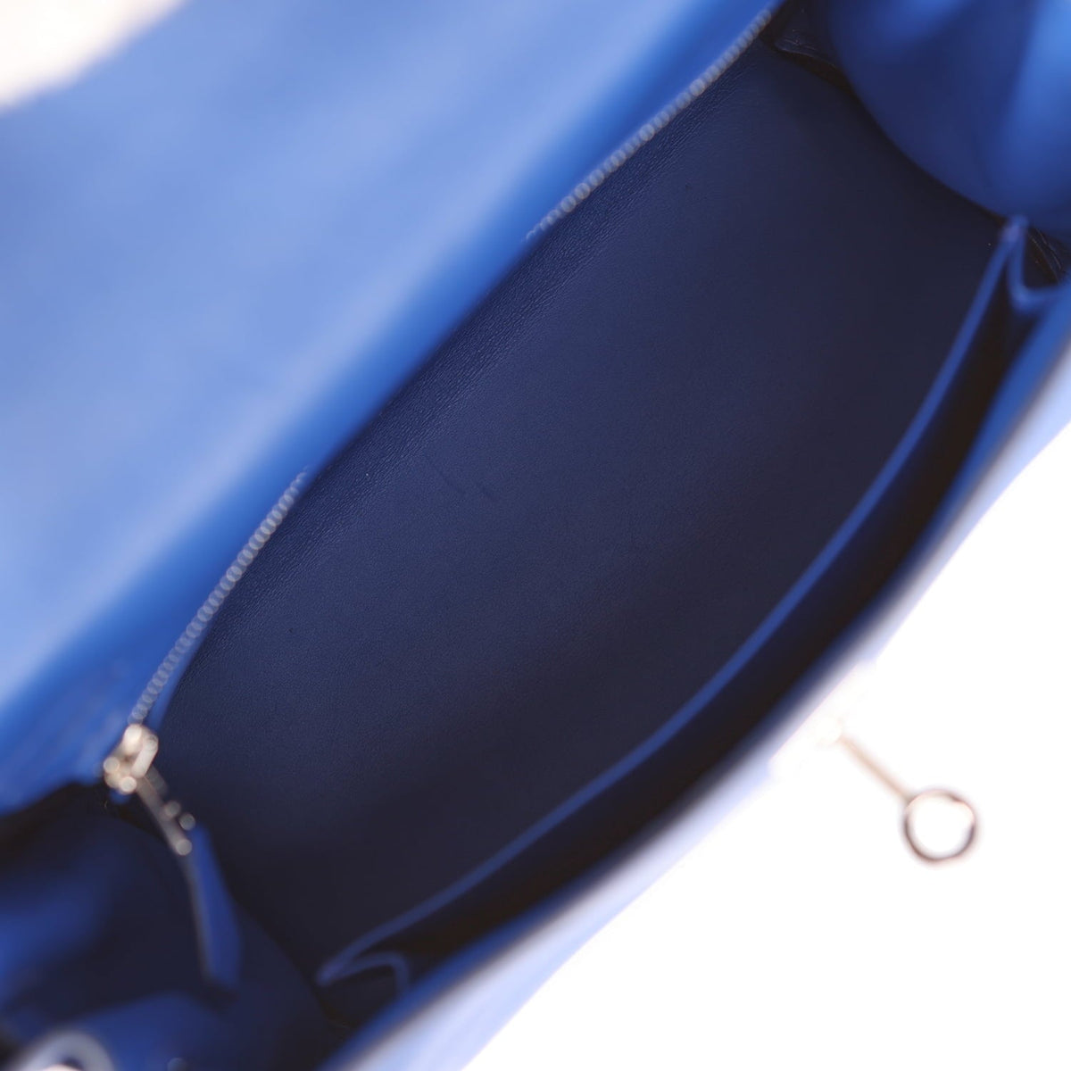 Pre-owned Hermes Kelly Retourne 25 Bleu Royal Swift Palladium Hardware