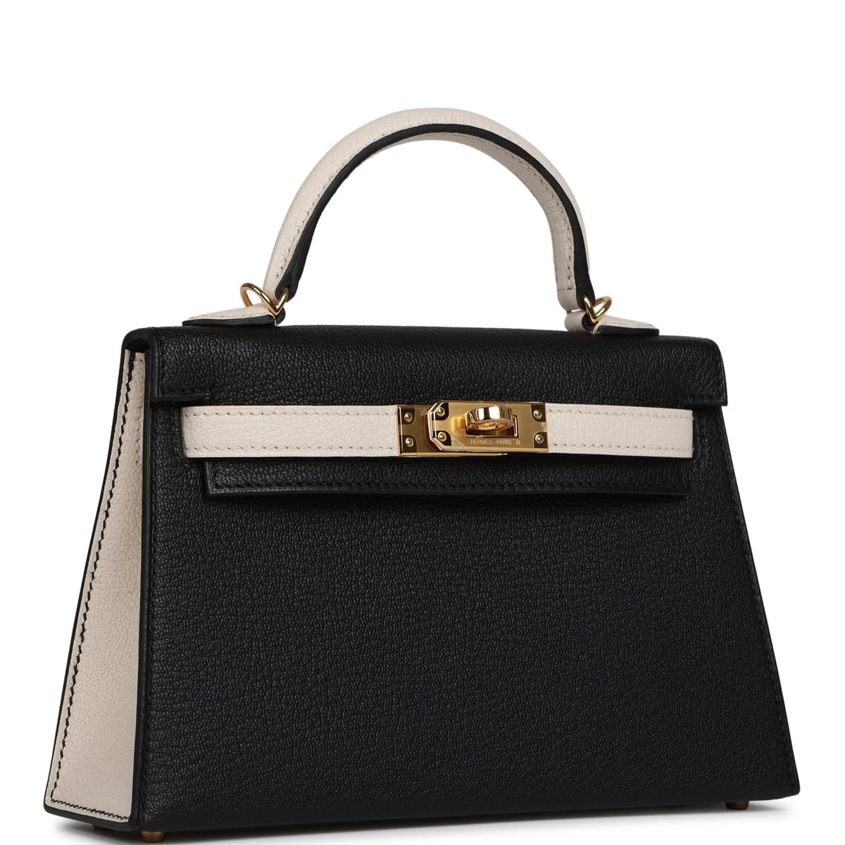Hermes Special Order (HSS) Kelly Sellier 20 Black, Nata Chevre Mysore Gold Hardware