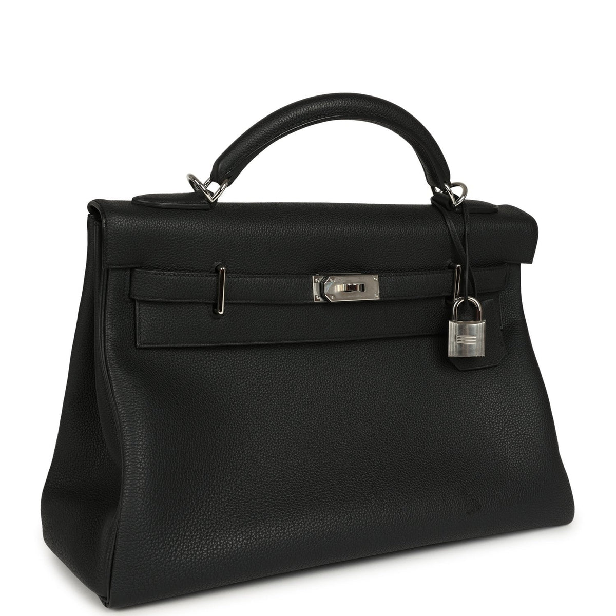 Pre-owned Hermes Kelly 42 Maxi Black Togo Palladium Hardware