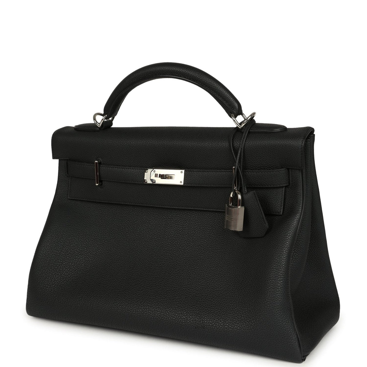 Pre-owned Hermes Kelly 42 Maxi Black Togo Palladium Hardware