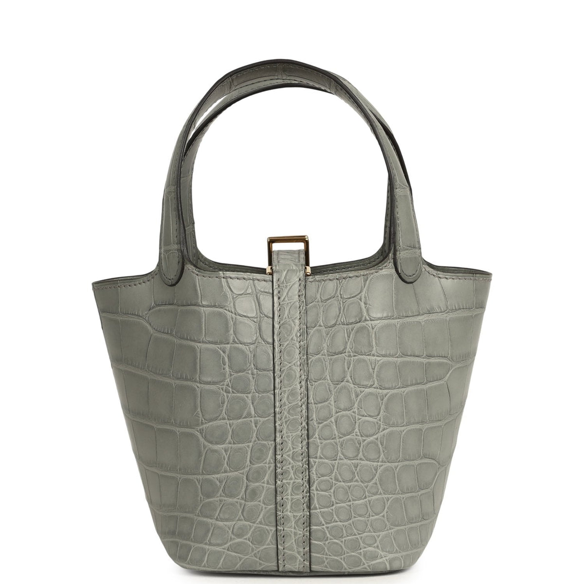 Hermes Micro Picotin Lock 14 Gris Ciment Matte Alligator Gold Hardware