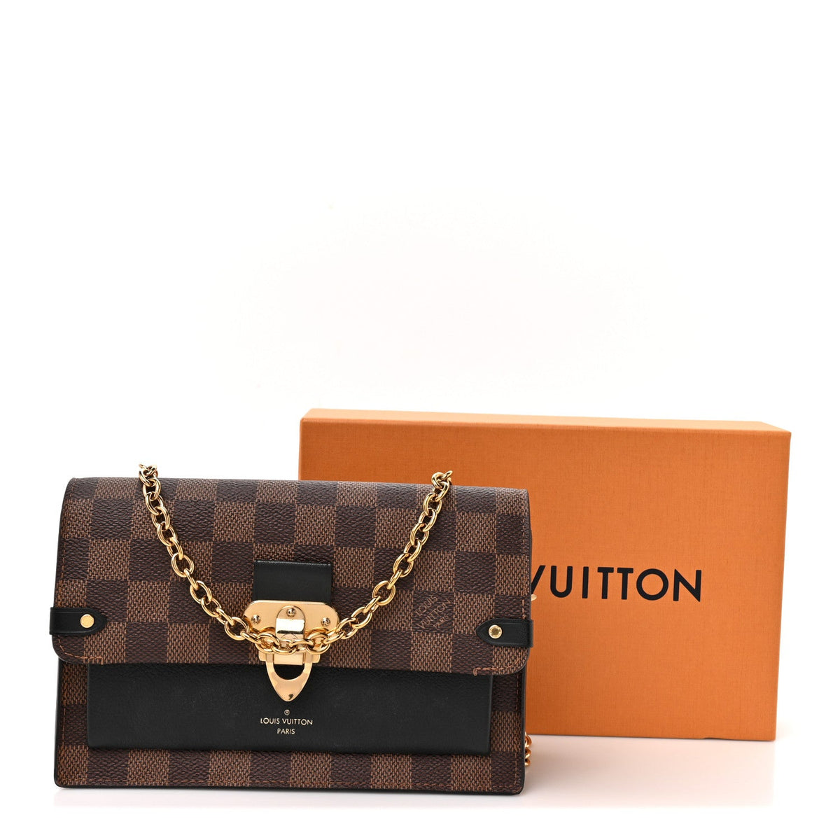 Damier Ebene Vavin Chain Wallet Black