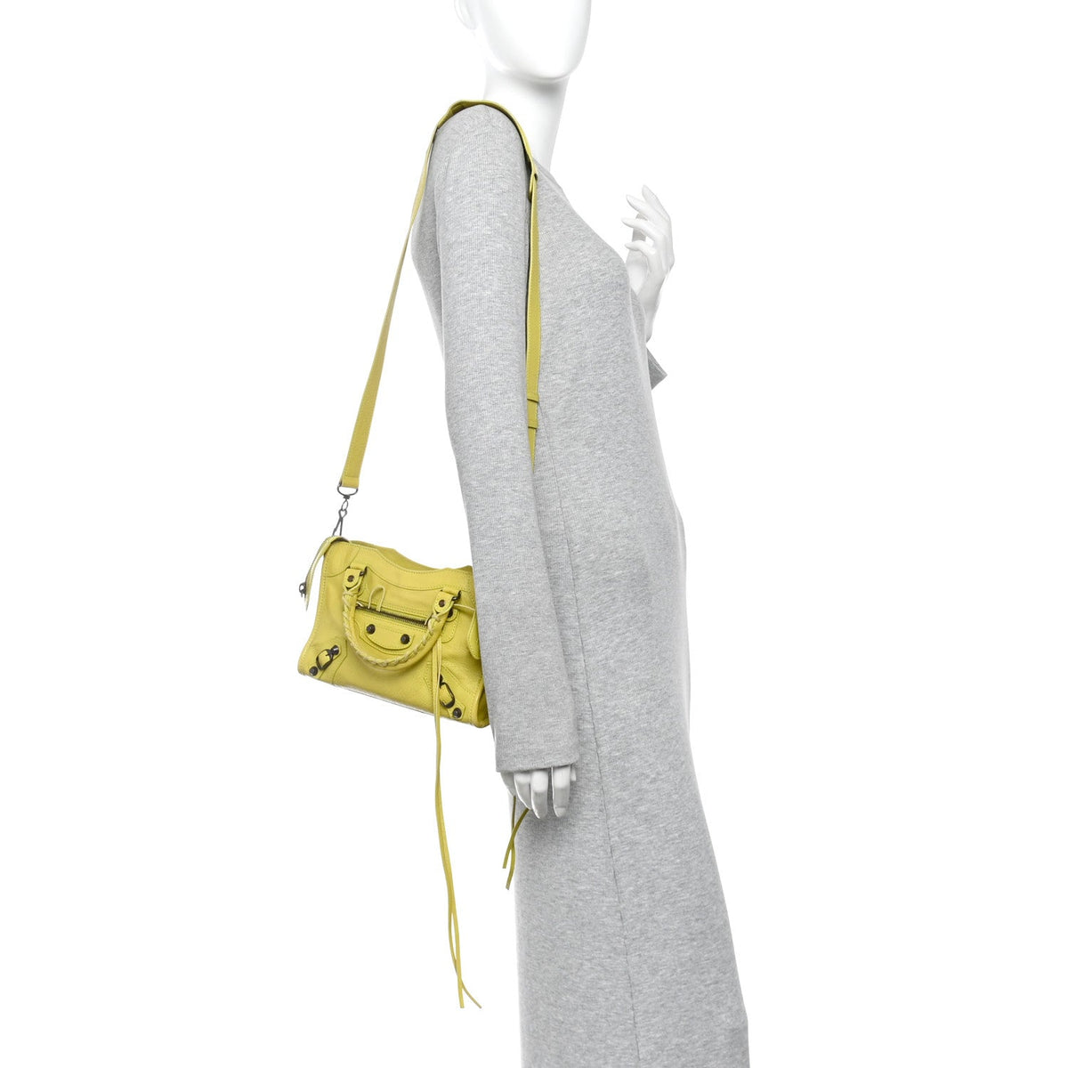 Agneau Classic Silver Hardware Mini City Jaune Poussin