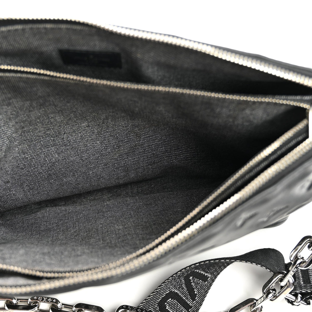 Lambskin Embossed Monogram Coussin MM Black Gray