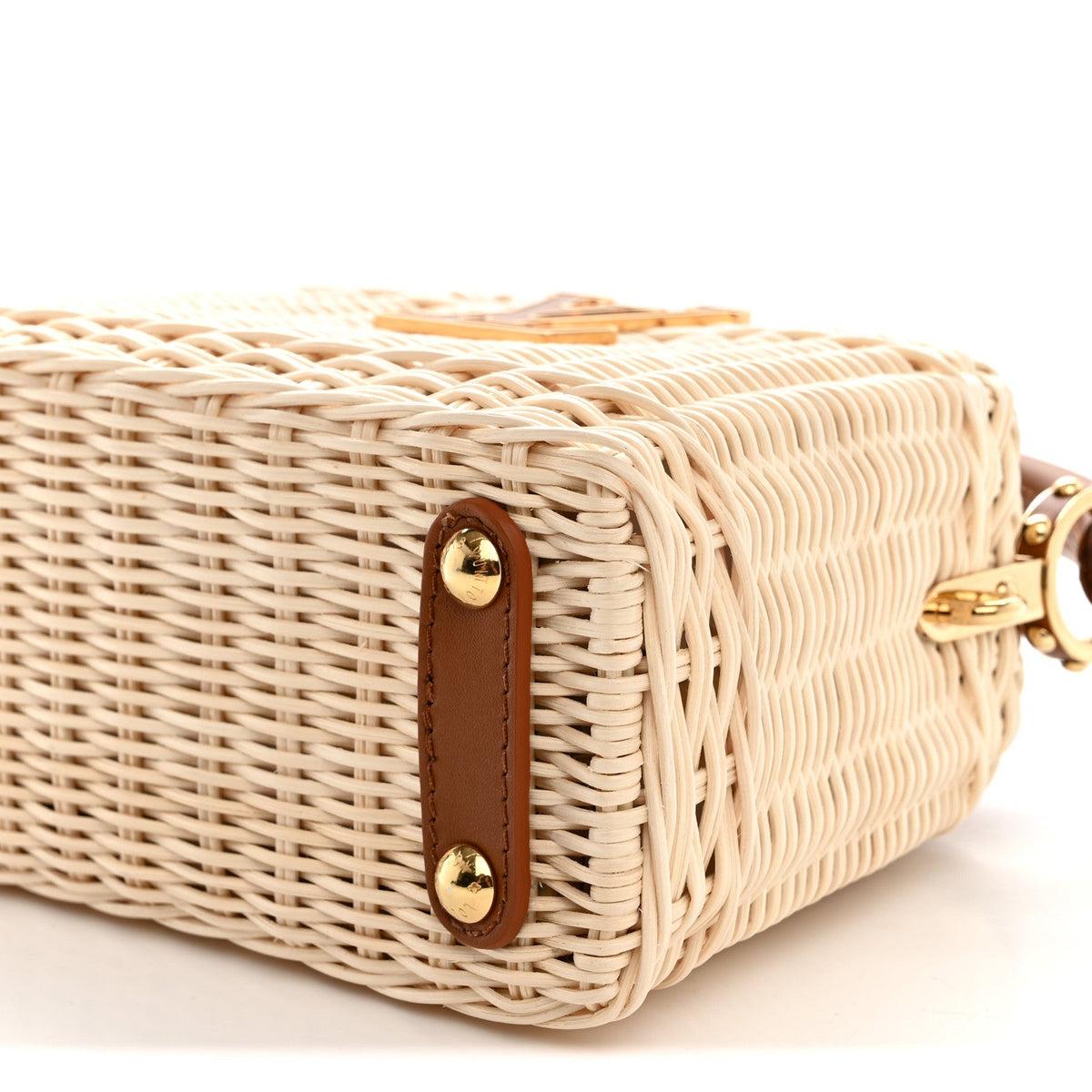 Rattan Calfskin Capucines Mini Brown