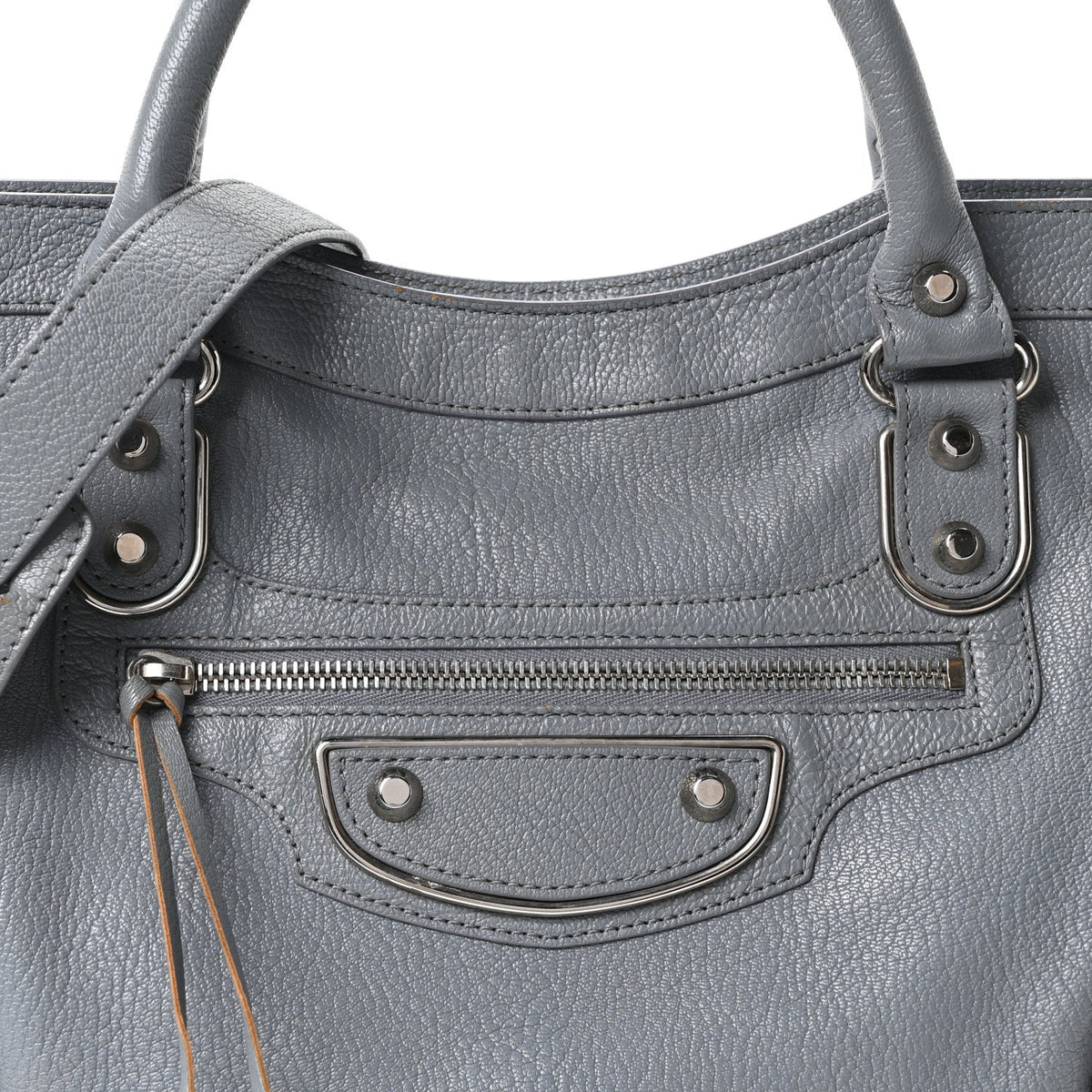 Chevre Silver Metallic Edge Hardware City Bleu Acier