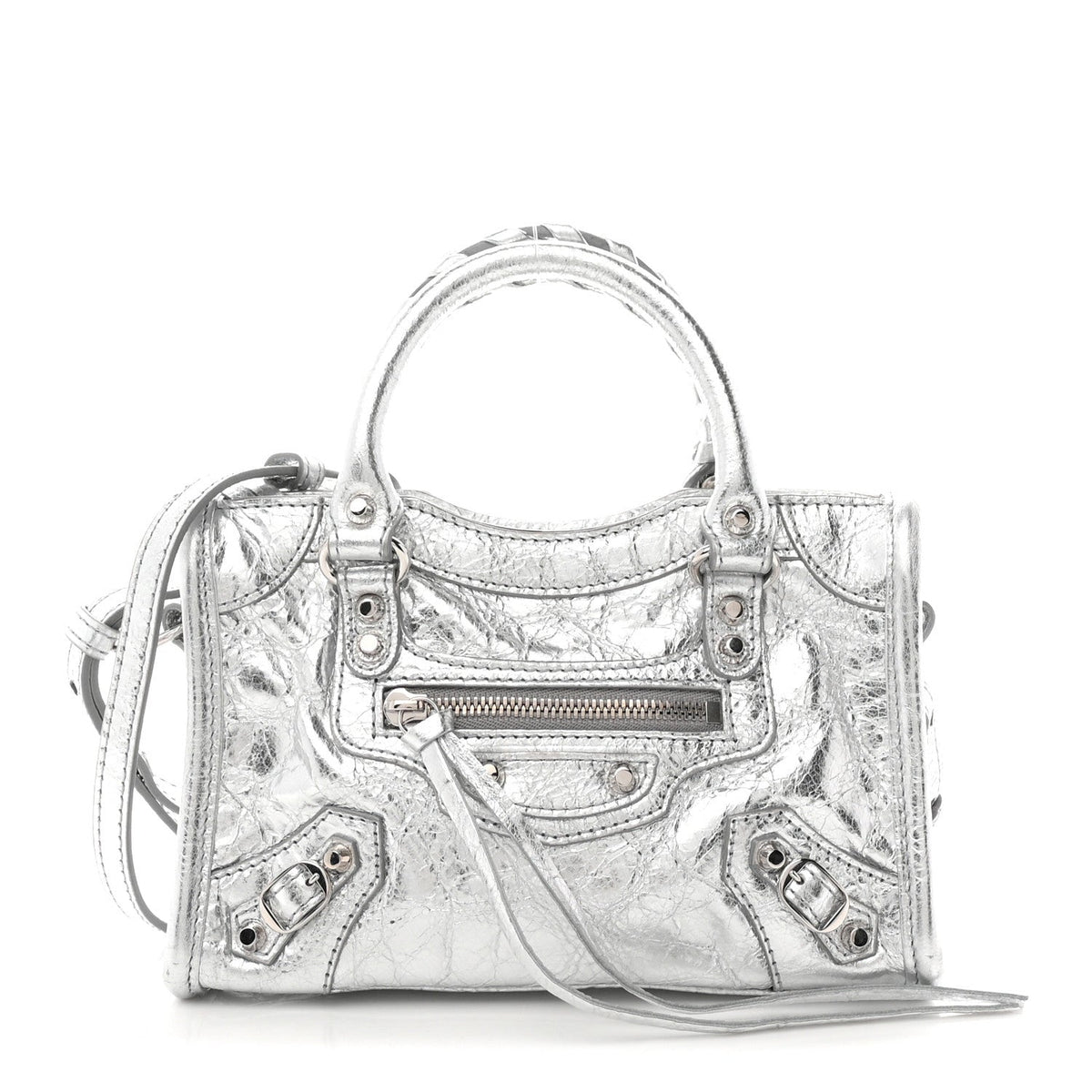 Metallized Arena Lambskin Classic Hardware Nano Le City Silver