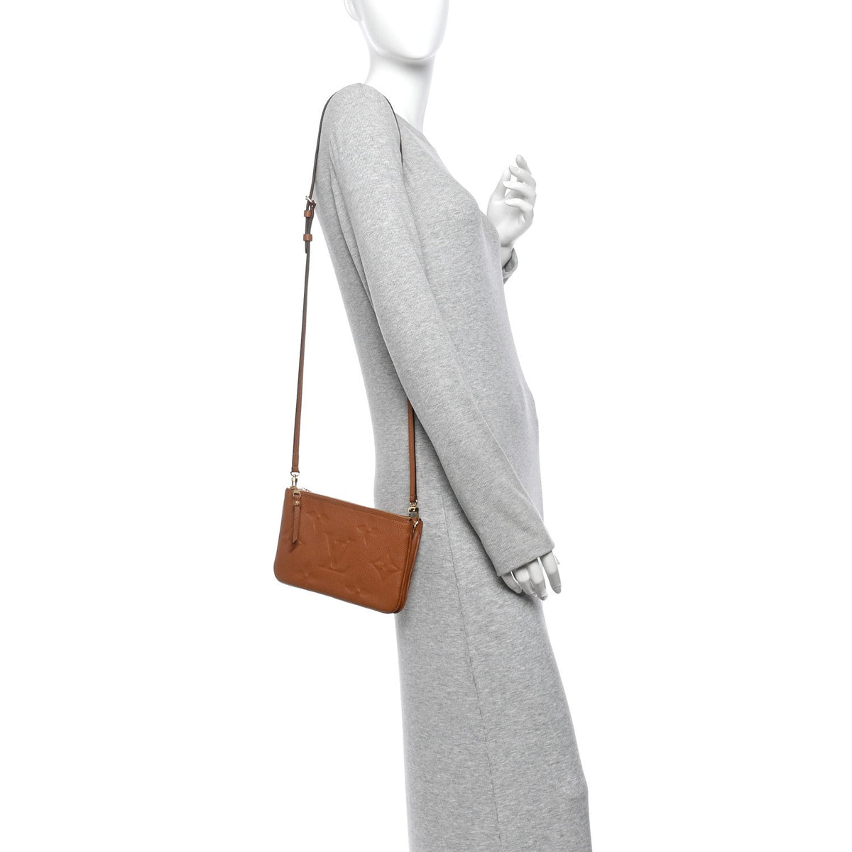 Empreinte Monogram Giant Double Zip Pochette Caramel