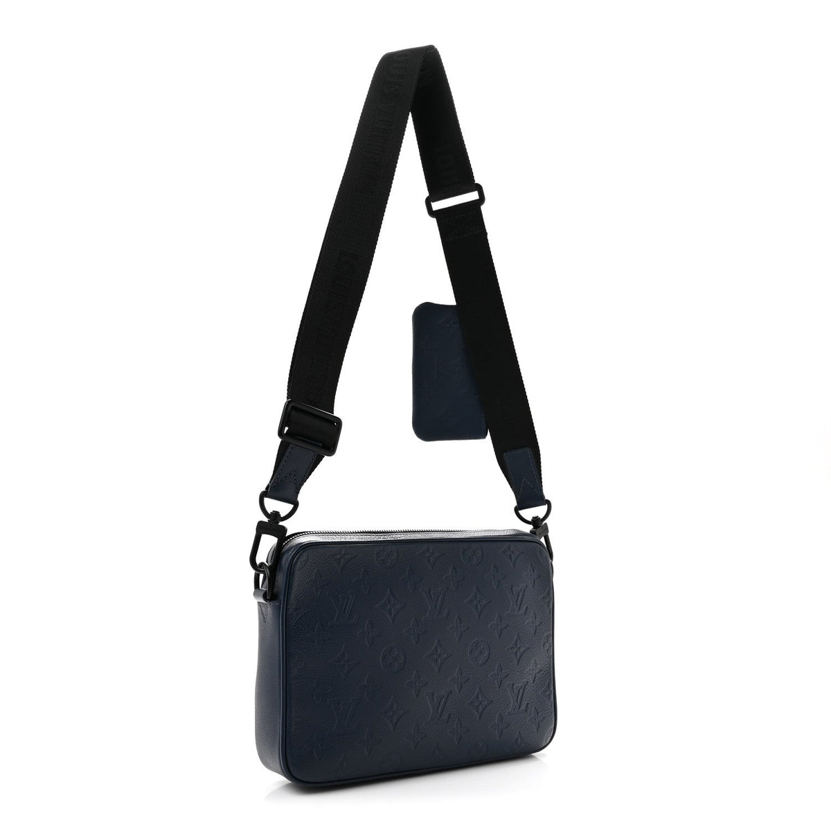Calfskin Monogram Shadow Trio Messenger Navy