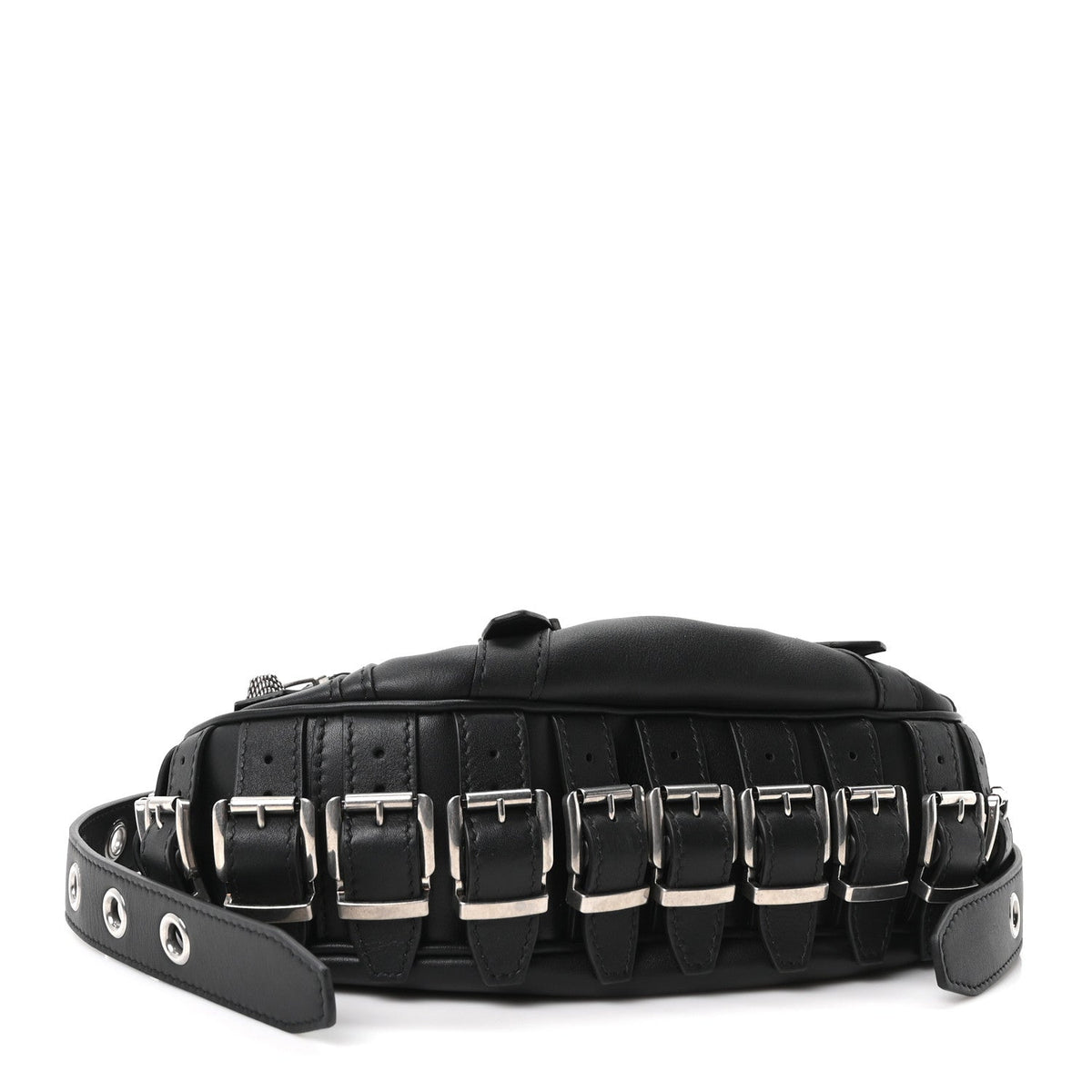 Smooth Calfskin Buckles Le Cagole Shoulder Bag XS Black