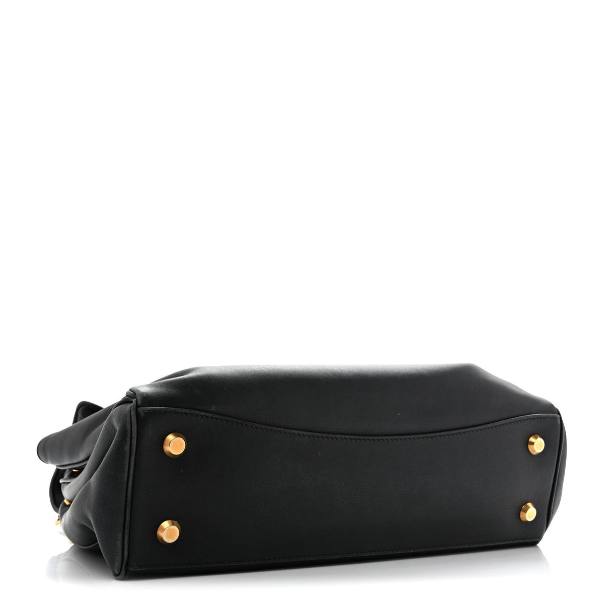 Natural Smooth Calfskin Medium Rodeo Top Handle Handbag Black
