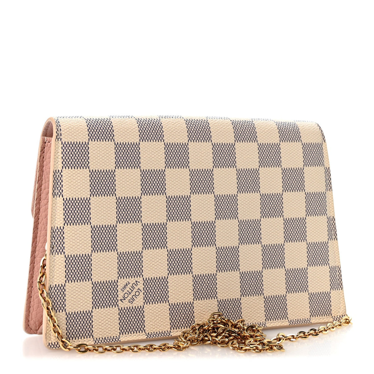 Damier Azur Croisette Chain Wallet Rose Ballerine