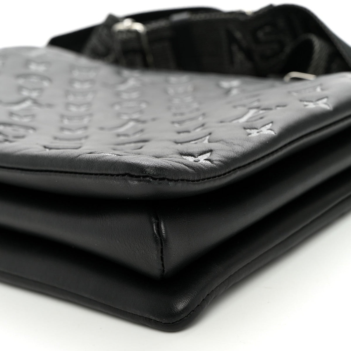 Lambskin Embossed Monogram Coussin MM Black Gray