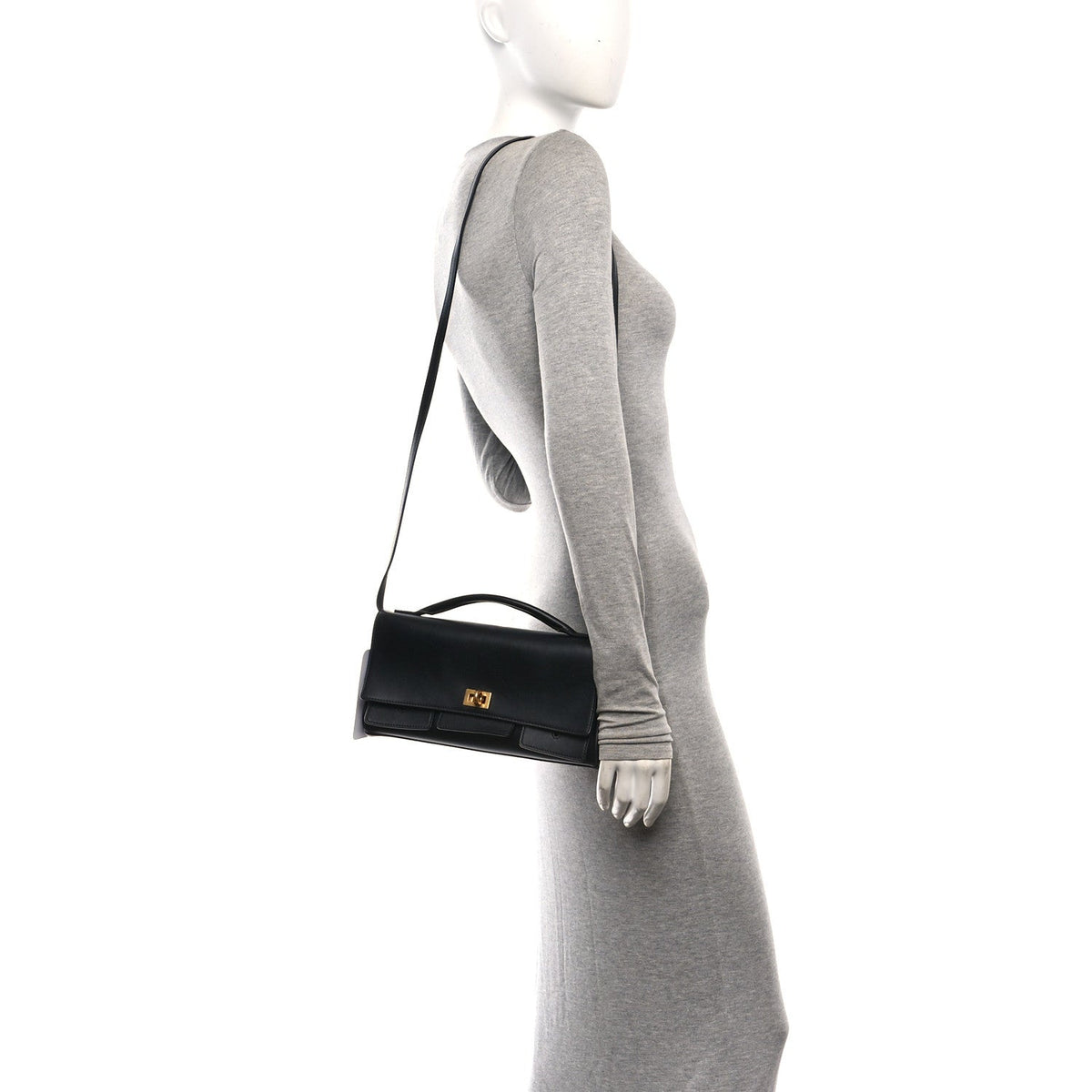 Smooth Calfskin Small Bel Air Clutch On Strap Black Black