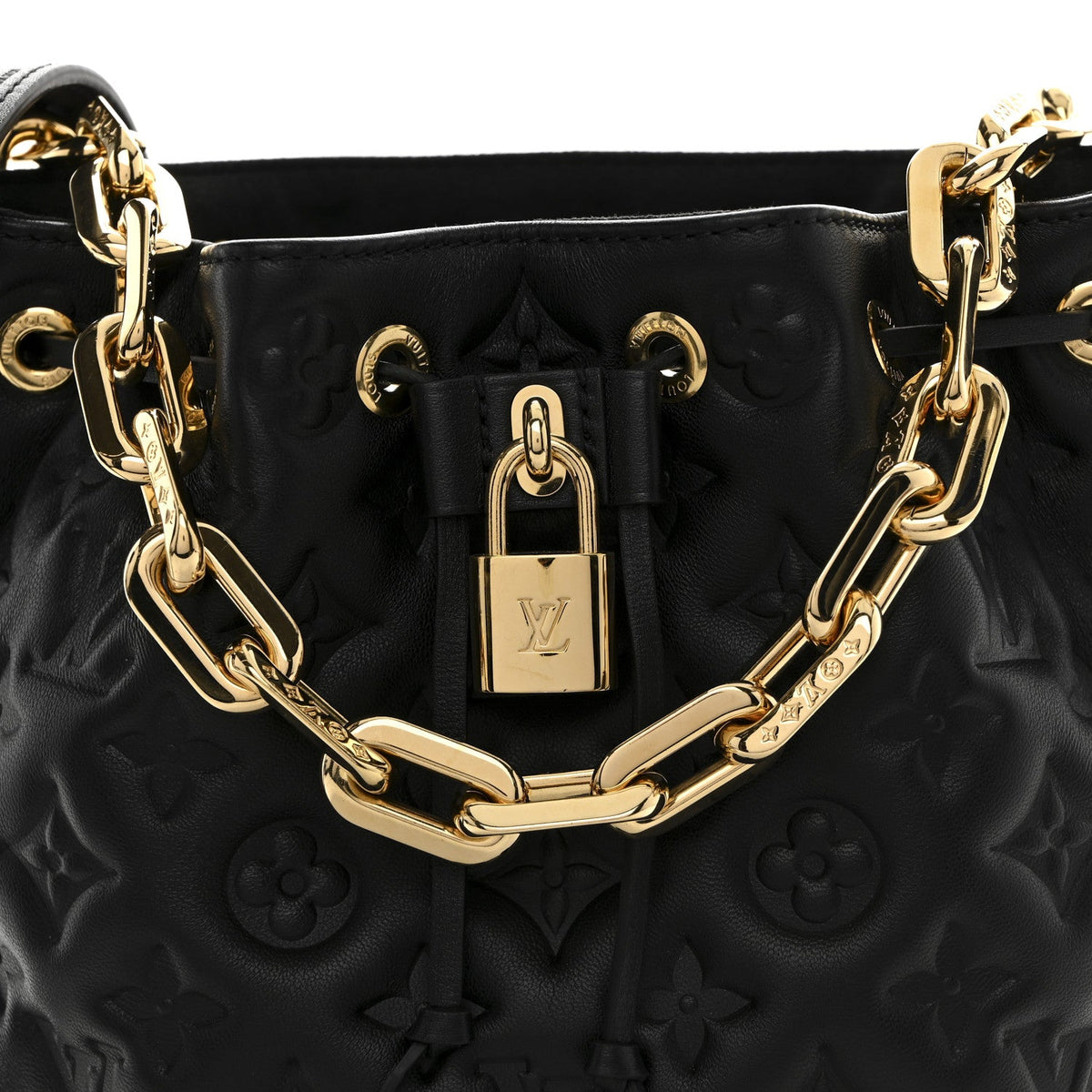 Lambskin Embossed Monogram Coussin Bucket Black