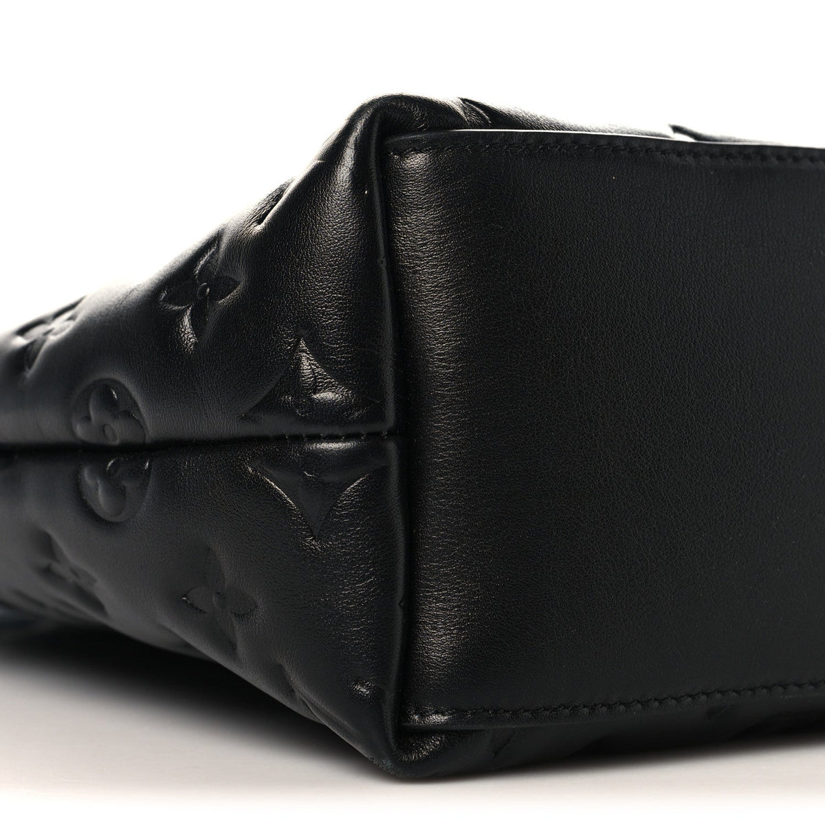Lambskin Embossed Monogram Coussin Hobo MM Black
