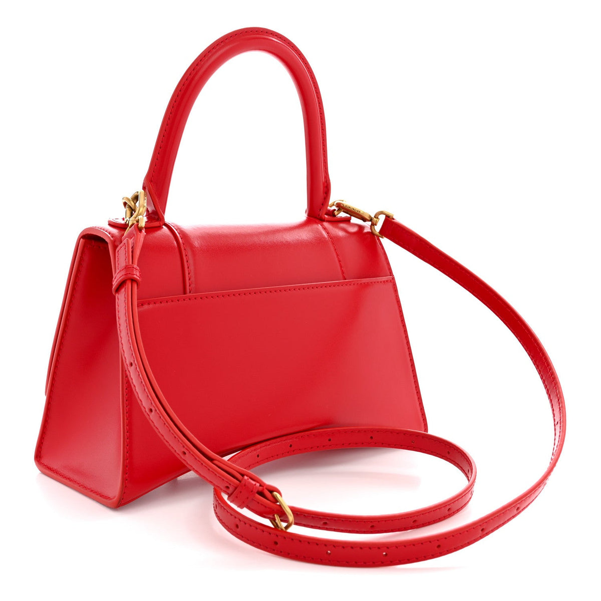 Shiny Box Calfskin Small Hourglass Top Handle Bag Bright Red