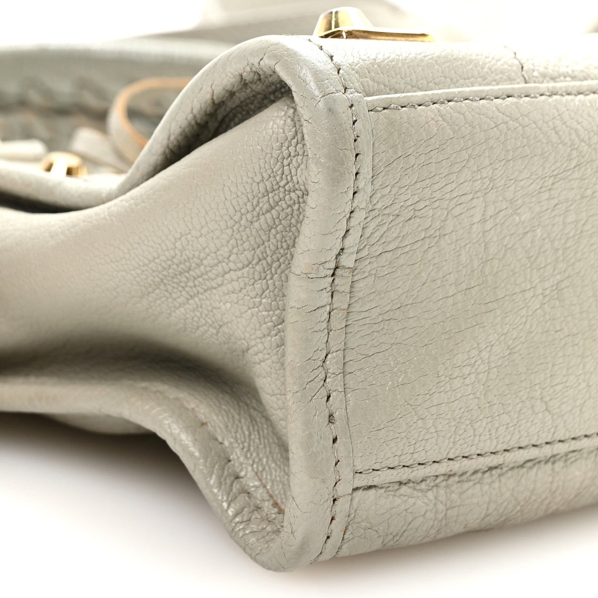 Chevre Gold Metallic Edge Hardware Mini City Gris Glace