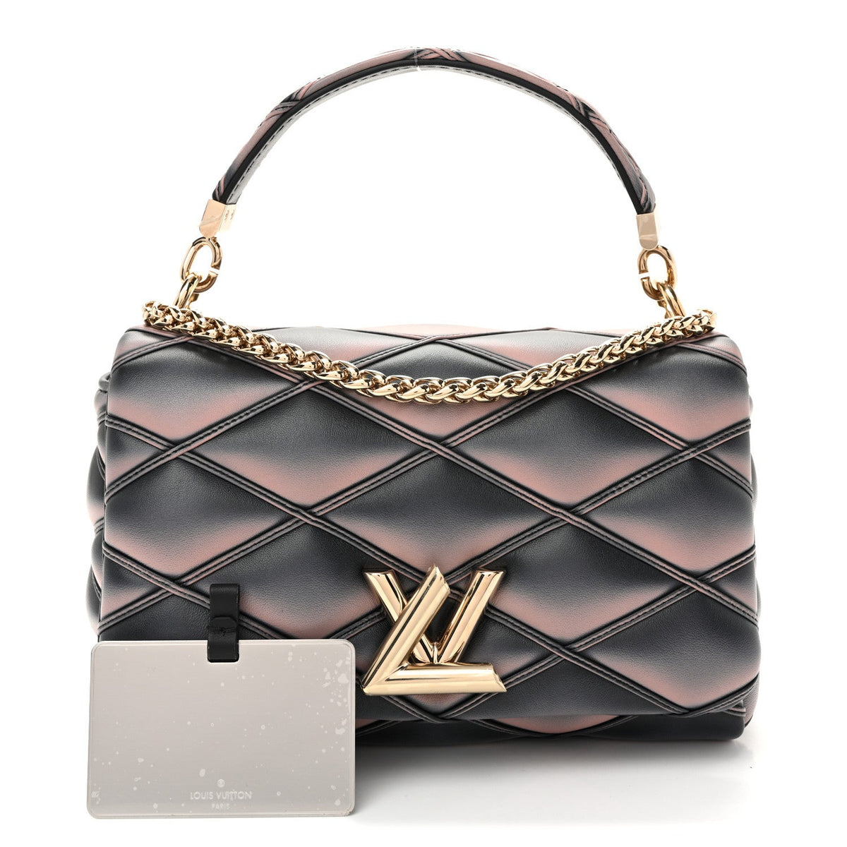 Lambskin Malletage Top Handle GO-14 MM Black Pink