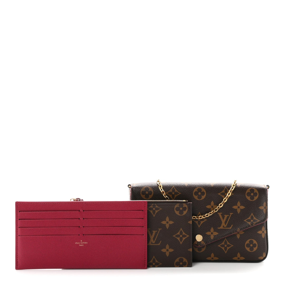 Monogram Pochette Felicie Chain Wallet Fuchsia