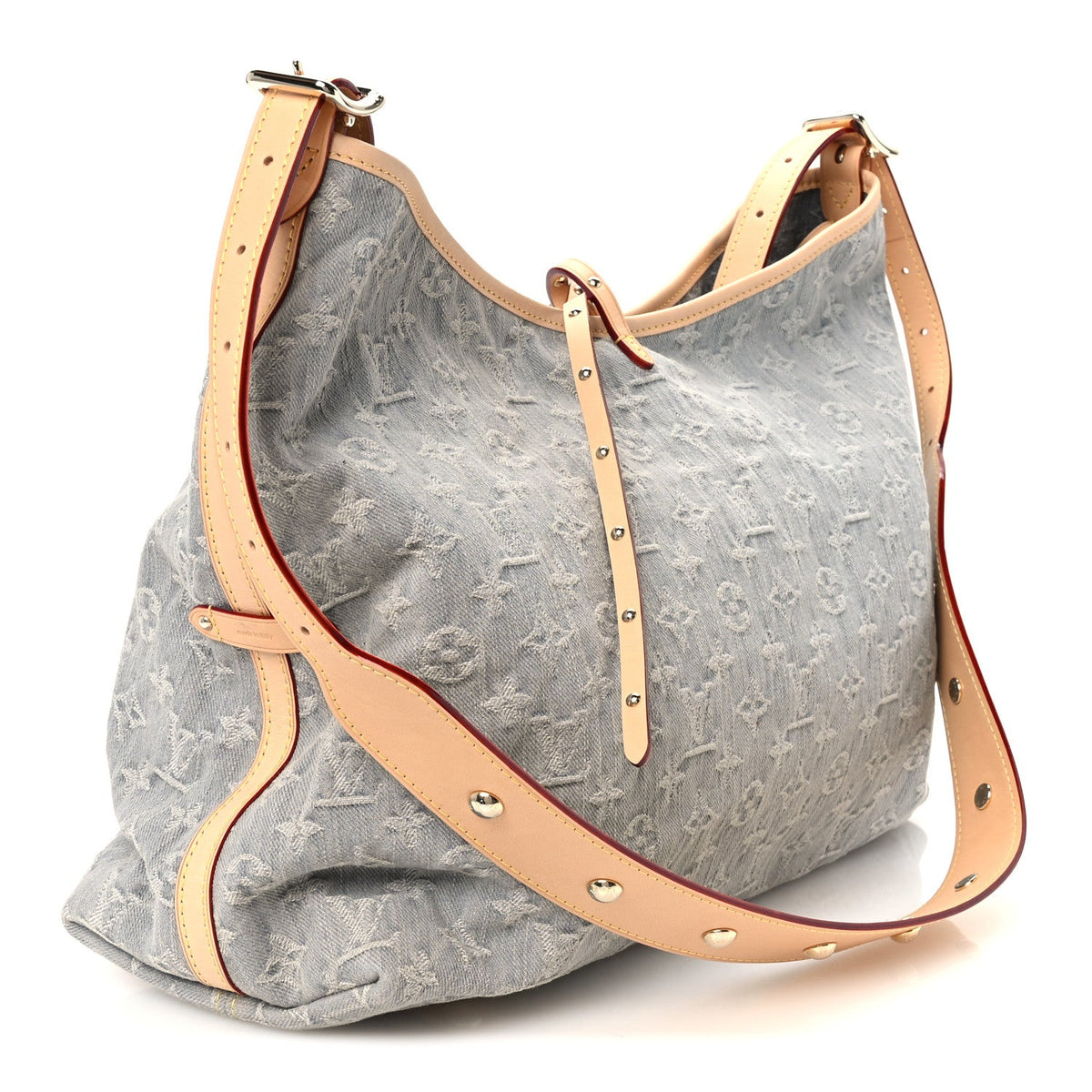 Monogram Denim CarryAll MM Washed Grey