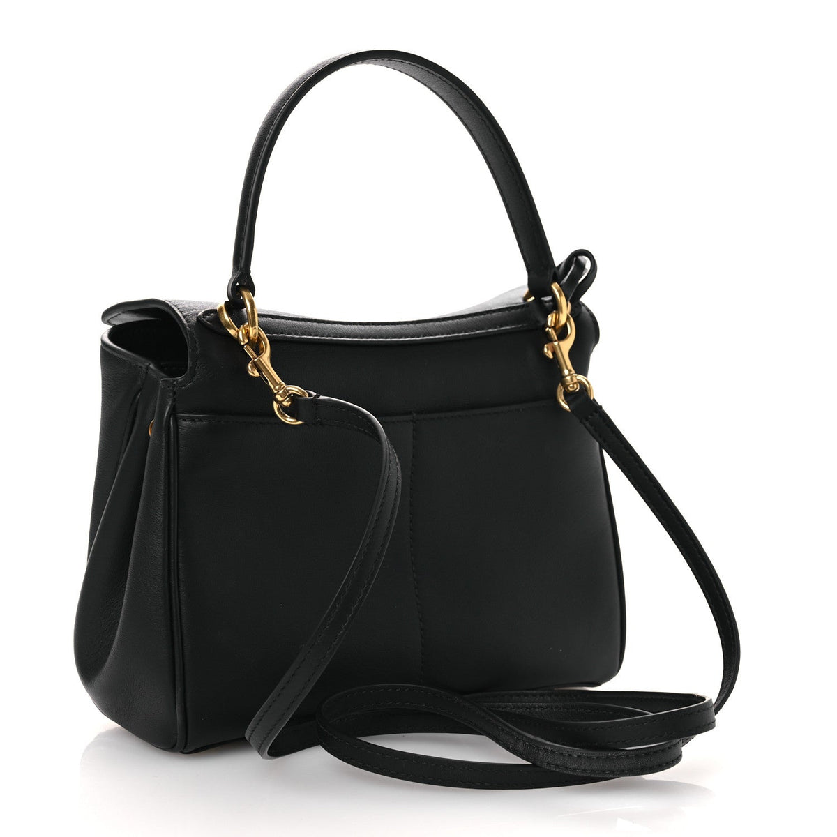 Natural Smooth Calfskin Mini Rodeo Top Handle Handbag Black