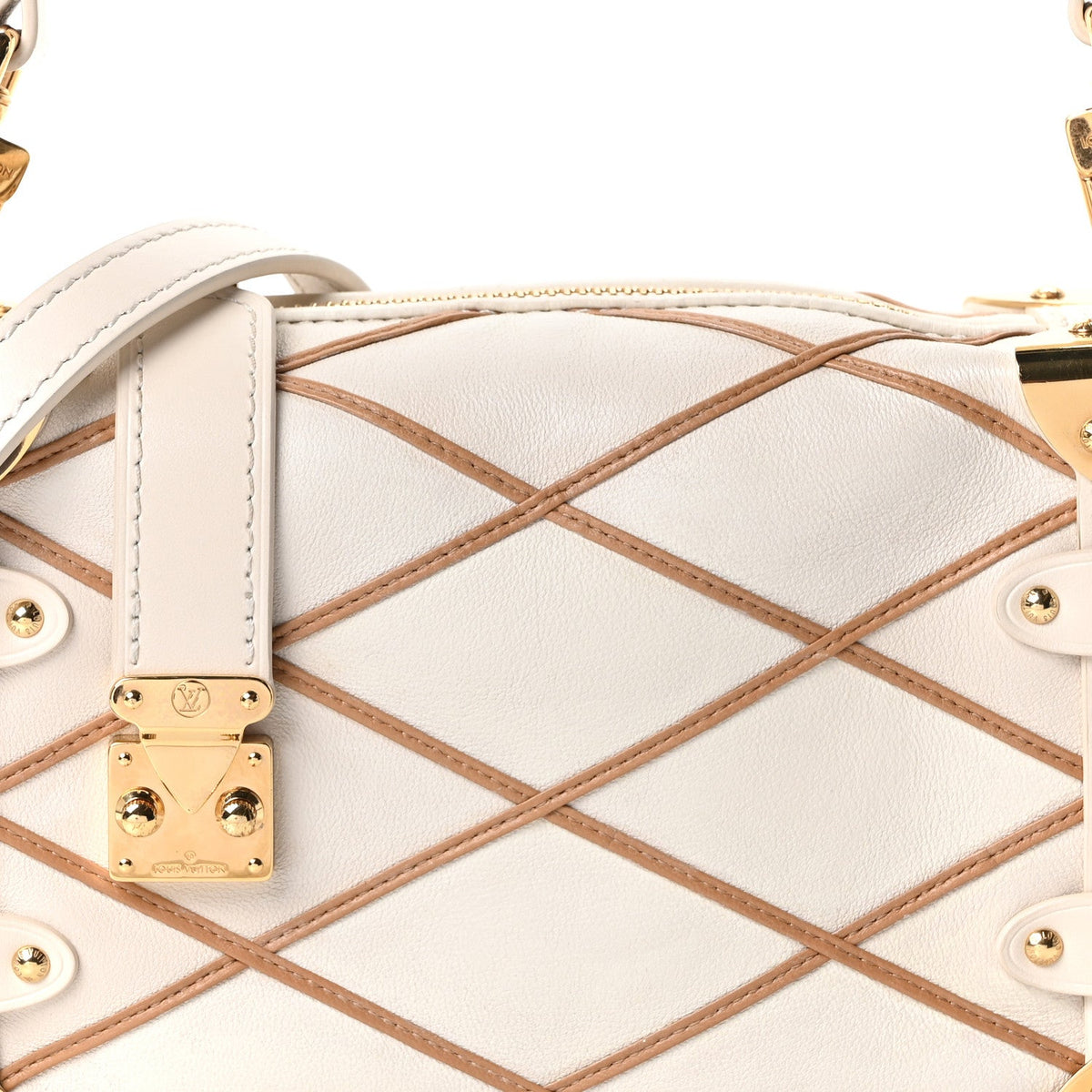 Lambskin Malletage Side Trunk PM Creme Noisette