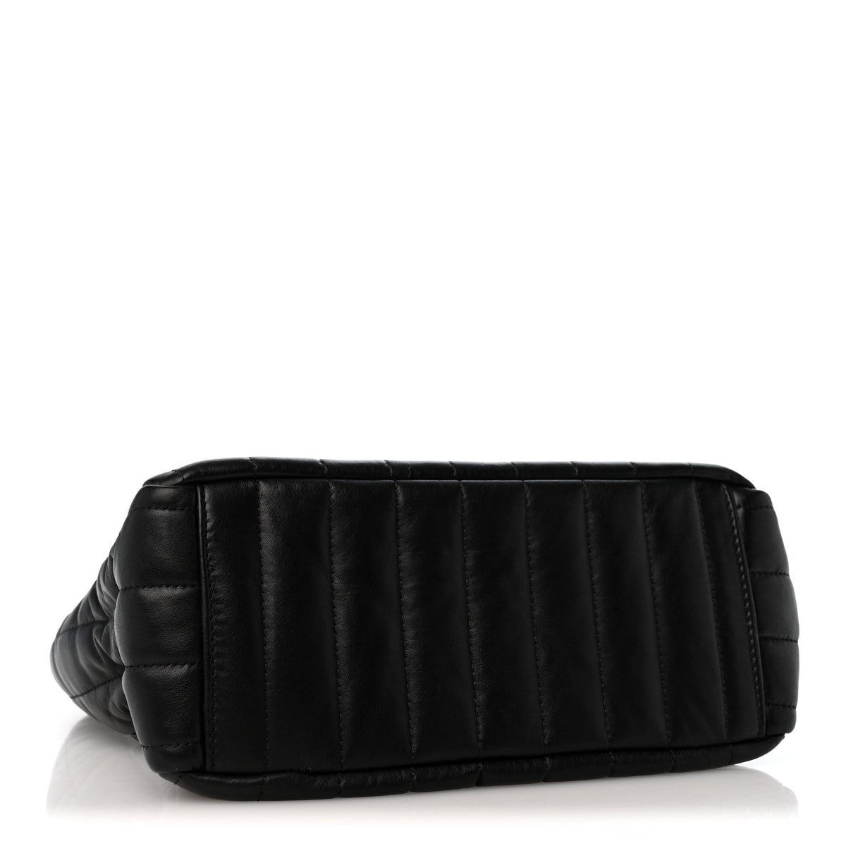 Crushed Calfskin Quilted Small Monaco Shoulder Bag Black