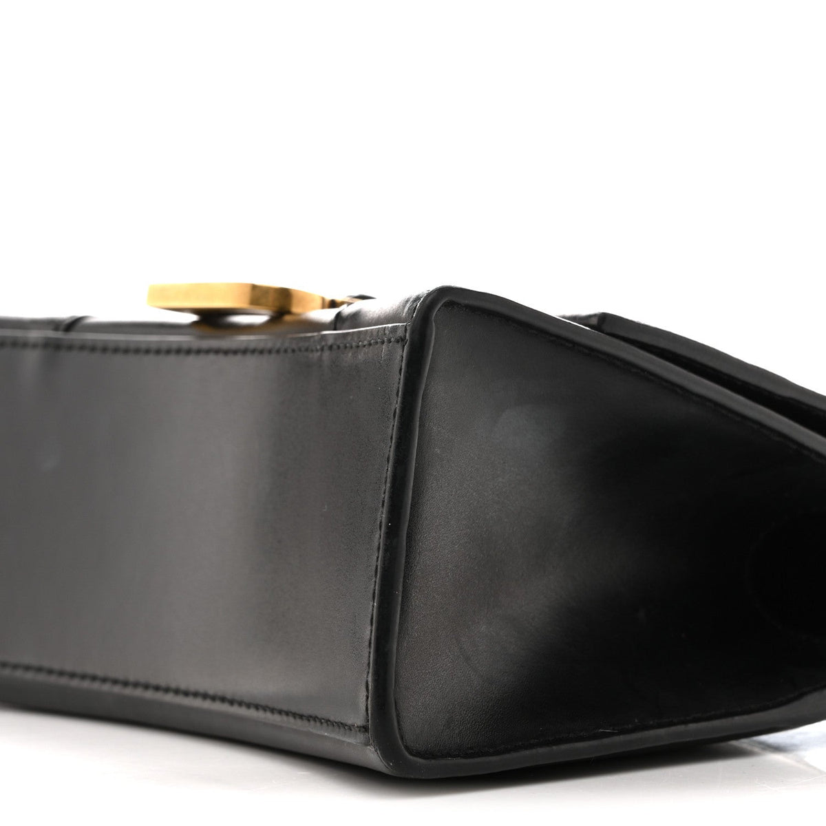 Shiny Box Calfskin Hourglass Top Handle Bag XS Black