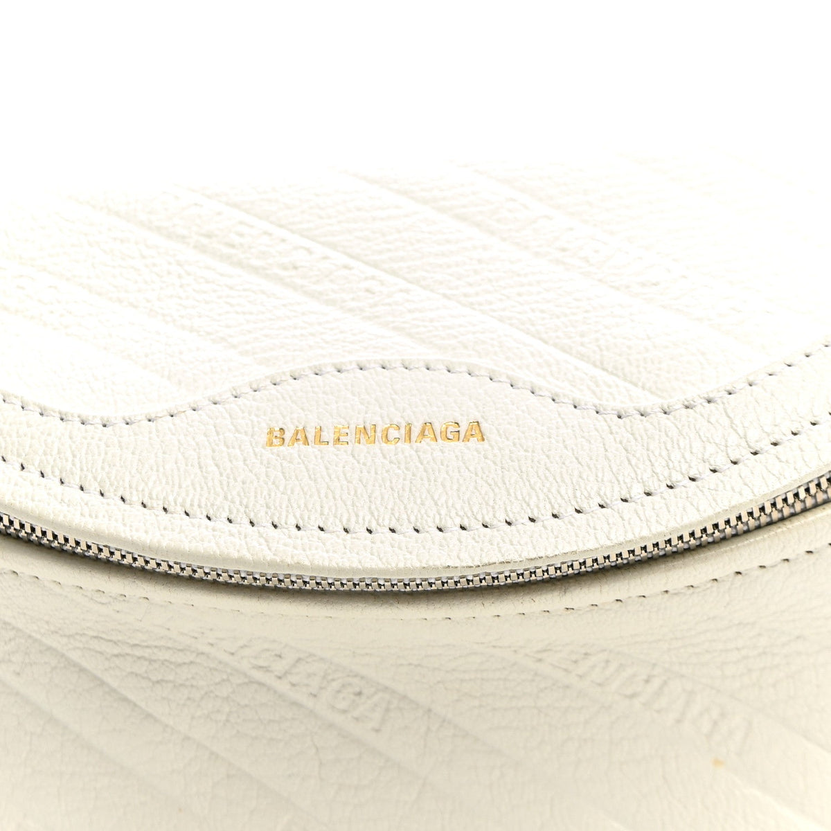 Shiny Goatskin Allover Logo Embossed XXS Souvenir Belt Bag White