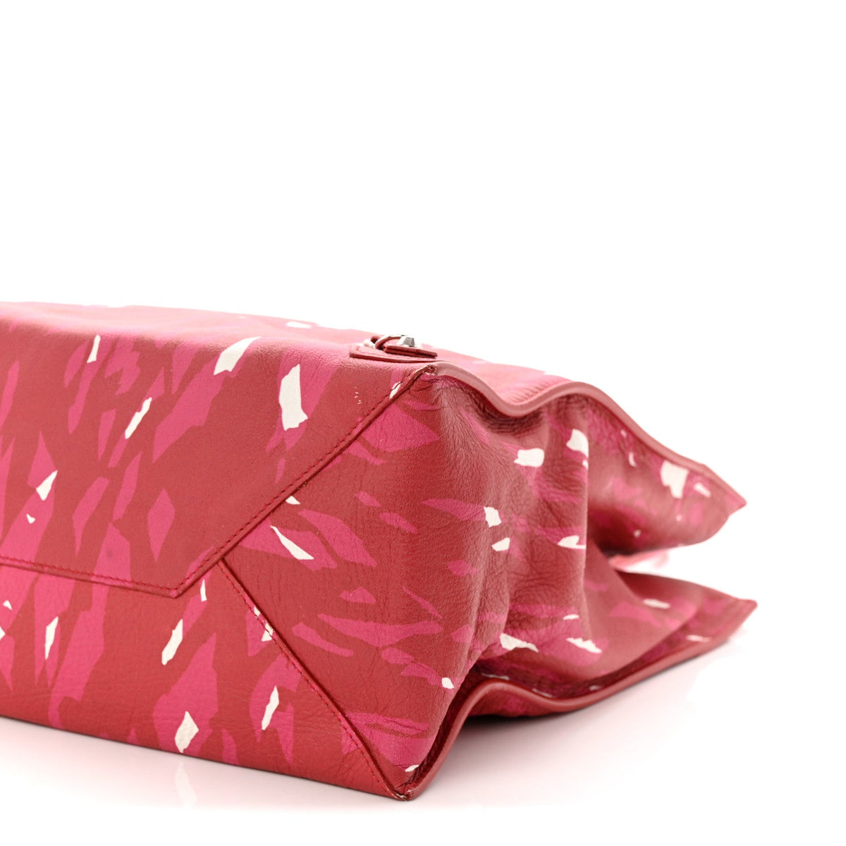Supple Calfskin Printed Papier A5 Zip Around Tote Red Pink White