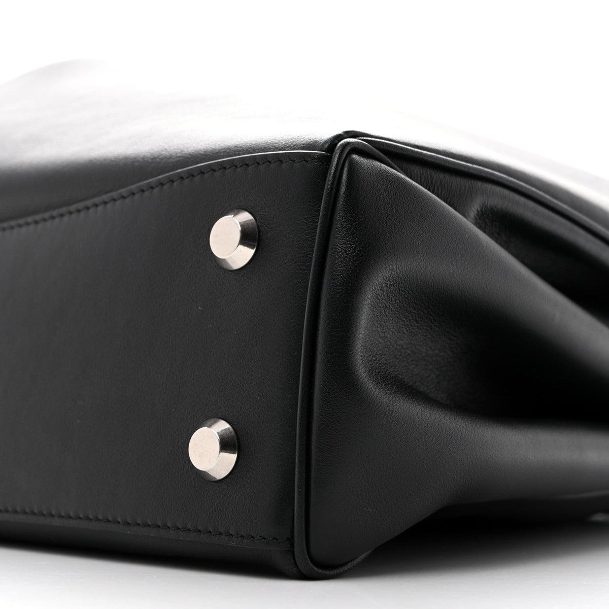 Natural Smooth Calfskin Medium Rodeo Top Handle Handbag Black
