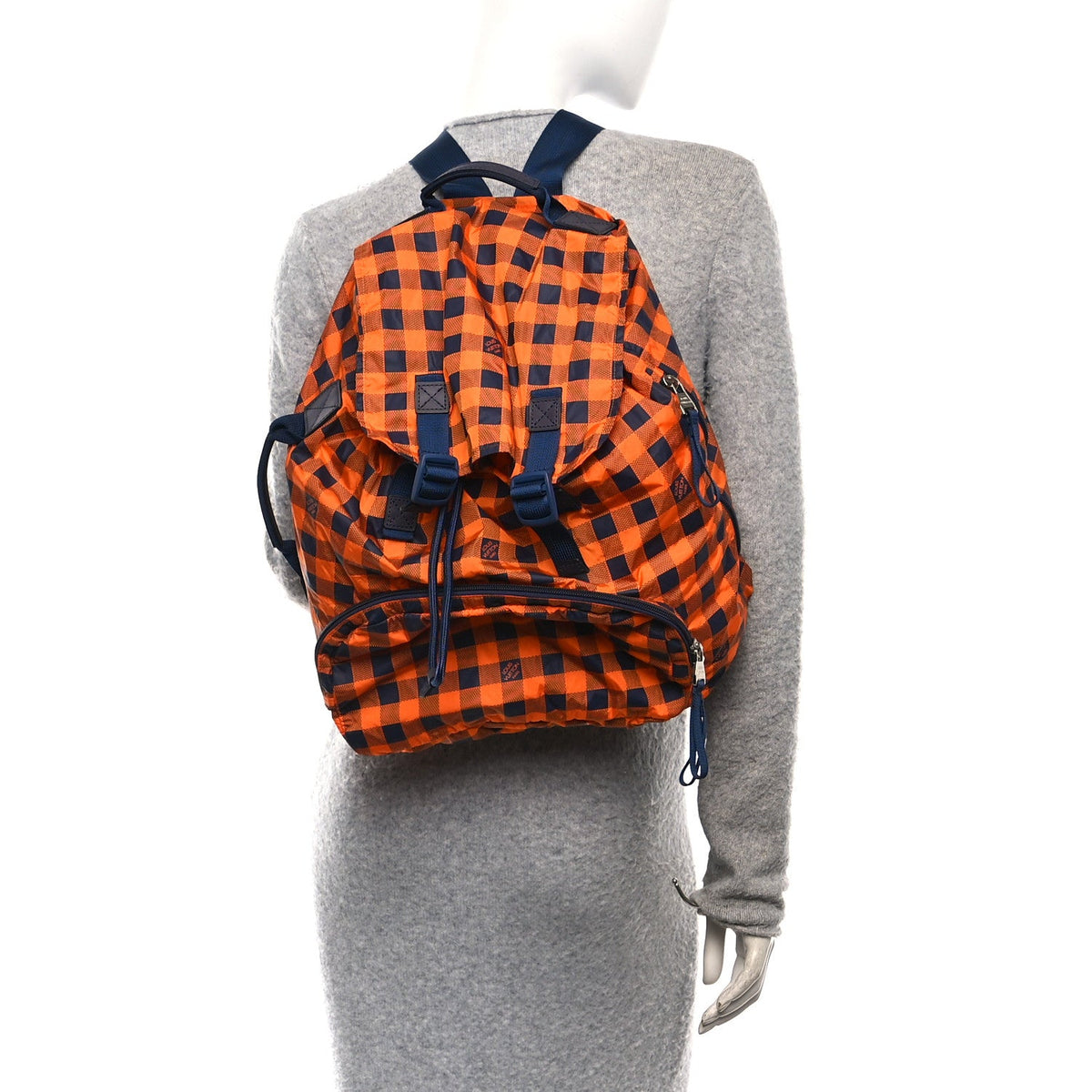 Nylon Damier Masai Adventure Practical Backpack Orange