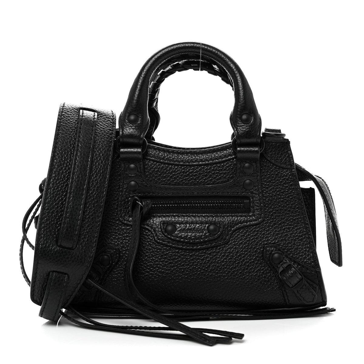 Grained Calfskin Neo Classic Black Hardware Nano City Crossbody Black